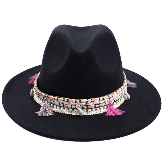 KAPELUSZ PANAMA damski filcowy boho chwost FILC