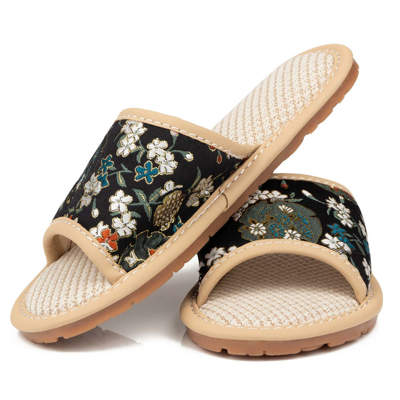 KAPCIE damskie Alessio domowe KWIATY Lekkie Miękkie FOLK r. 36-37