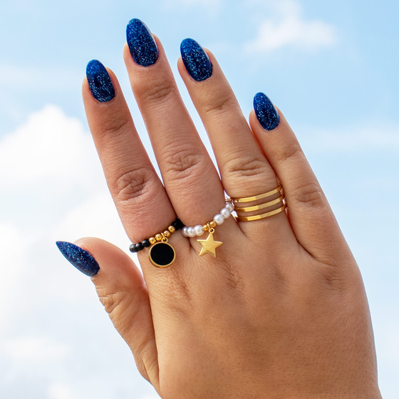 Pierścionek elastyczny STAL SZLACHETNA POZŁACANA