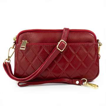 Alessio TOREBKA Damska CROSSBODY pikowana QUILTED SKÓRA NATURALNA
