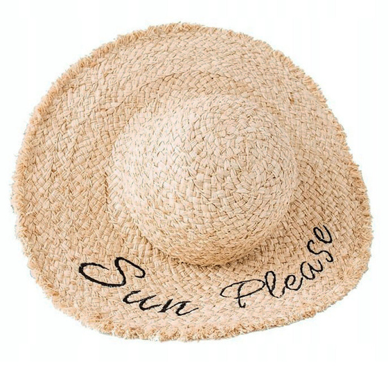 Kapelusz damski SŁOMKOWY napis DUŻY plażowy
