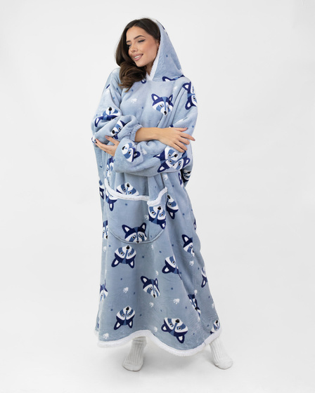 KOCOBLUZA KOC BLUZA CIEPŁA 2w1 GRUBA XXL FUTRZAK POLAR z kapturem OVERSIZE