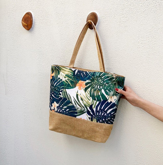 TOREBKA DAMSKA torba na lato duża BOHO PLAŻOWA letnia liście