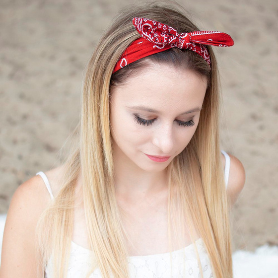 OPASKA do włosów na głowę PIN UP BANDAMKA na gumce kokarda