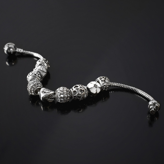 Bransoletka damska SREBRNA modułowa LOVE CHARMS