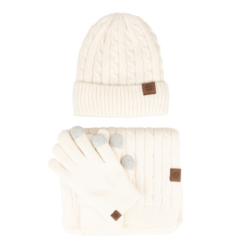 Alessio KOMPLET CZAPKA + SZALIK + RĘKAWICZKI DOTYKOWE ciepły POLAR ZIMOWY