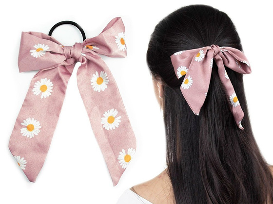 GUMKA frotka DO WŁOSÓW różowa KOKARDA stokrotki