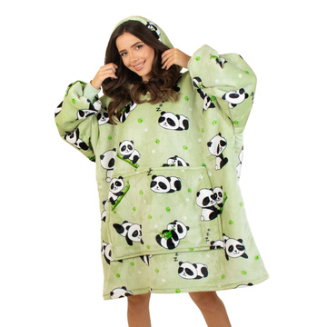 KOCOBLUZA KOC BLUZA CIEPŁA 2w1 GRUBA XXL FUTRZAK POLAR z kapturem OVERSIZE