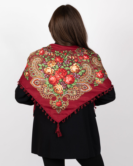 CHUSTA Ludowa Alessio GÓRALSKA Folk KWIATY DUŻA