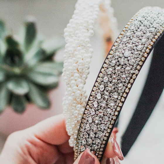 OPASKA DO WŁOSÓW perłowa PEREŁKI sztywna