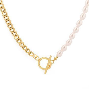 Naszyjnik gold STAL SZLACHETNA POZŁACANA perły