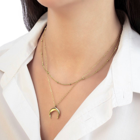 Naszyjnik choker STAL SZLACHETNA POZŁACANA księżyc