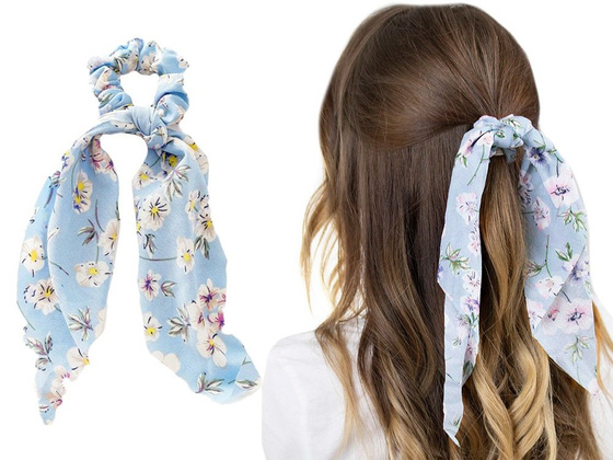 GUMKA do włosów APASZKA scrunchies kwiaty BŁĘKITNA