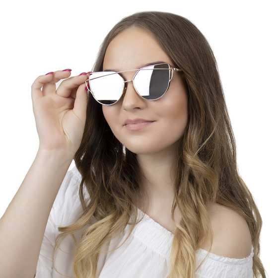 OKULARY PRZECIWSŁONECZNE damskie LUSTRZANKI złote