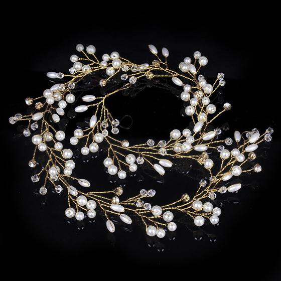 OZDOBA DO WŁOSÓW długa ŚLUBNA ZŁOTA - 50cm