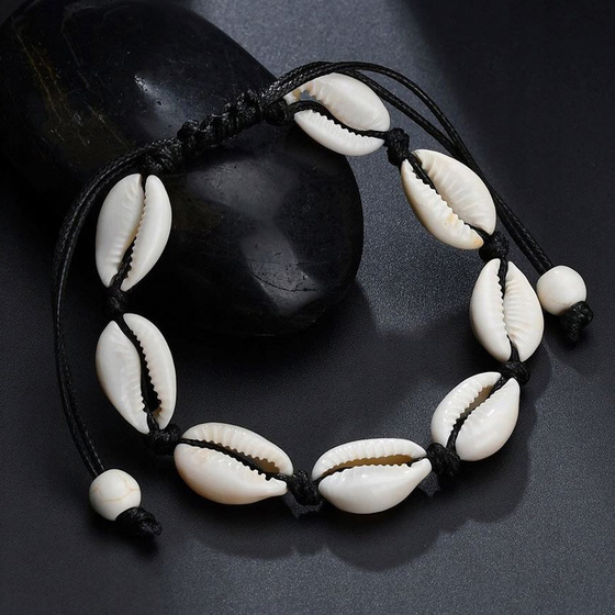 BRANSOLETKA MUSZELKI na nogę sznurek muszle na LATO muszelka shell