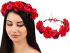 WIANEK na głowę KWIATY czerwony ŚLUBNY piwonie
