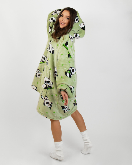 KOCOBLUZA KOC BLUZA CIEPŁA 2w1 GRUBA XXL FUTRZAK POLAR z kapturem OVERSIZE