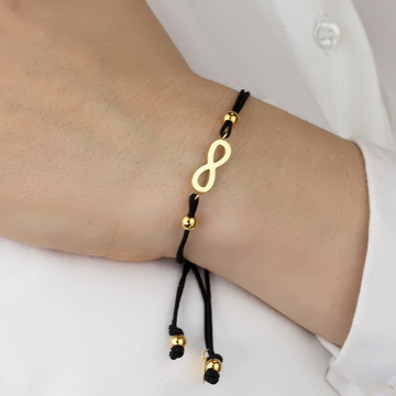 BRANSOLETKA sznurek STAL SZLACHETNA POZŁACANA