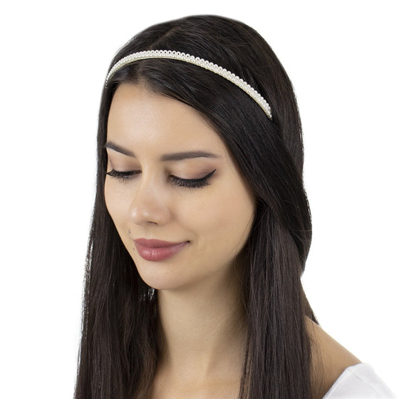 OZDOBA ŚLUBNA do włosów OPASKA perełki biała ŚLUB