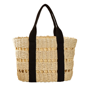TORBA damska DUŻA SŁOMIANA pleciona plażowa KOSZYK shopper na lato