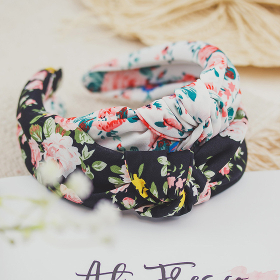 OPASKA do włosów KWIATY turban supeł WĘZEŁ