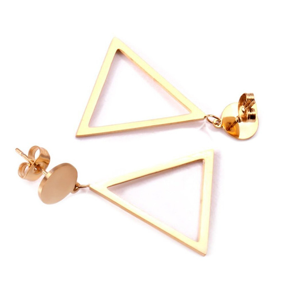 KOLCZYKI geometryczne STAL SZLACHETNA POZŁACANA