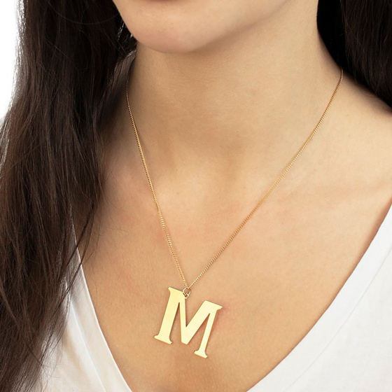 NASZYJNIK damski POZŁACANY 24k litera M duża