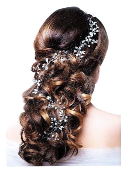 OZDOBA DO WŁOSÓW długa ŚLUBNA SREBRNA - 50cm