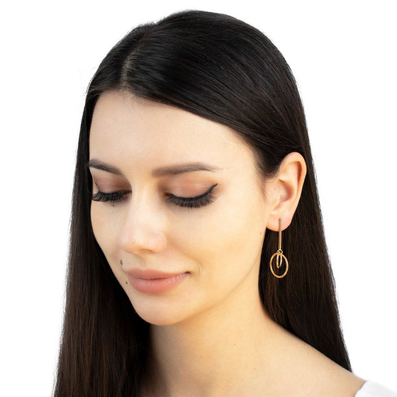 KOLCZYKI podwójne koła STAL SZLACHETNA POZŁACANA