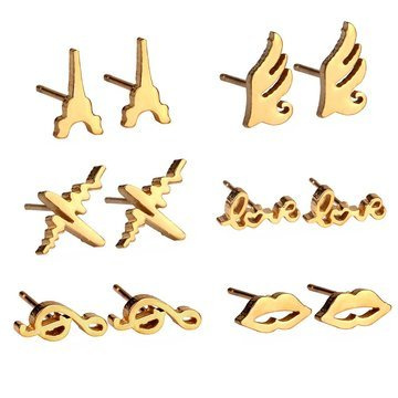 KOLCZYKI zestaw love STAL SZLACHETNA POZŁACANA