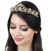 DIADEM ŚLUBNY KORONA kryształy ZŁOTA tiara ŚLUB