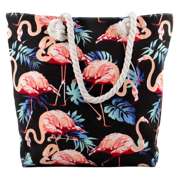 TOREBKA DAMSKA na ramię TORBA duża BOHO PLAŻOWA shopper pojemna FLAMINGI