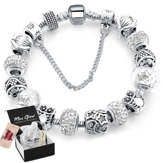 Bransoletka DAMSKA charms srebrna MODUŁOWA