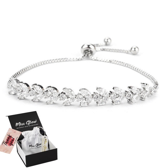 Bransoletka cyrkonie STAL SZLACHETNA POSREBRZANA