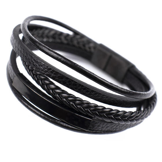 BRANSOLETKA PLECIONA STAL SZLACHETNA 316L SKÓRA