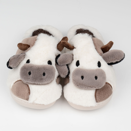 KAPCIE damskie Ciepłe PLUSZOWE CIAPY OCIEPLANE KROWA KRÓWKA r. 38-39