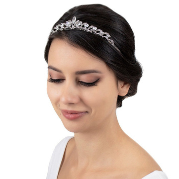 OPASKA DO WŁOSÓW tiara CYRKONIE damska ślub SREBRNA ślubna