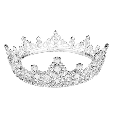 KORONA Diadem Tiara MISS GLOW ŚLUBNA SREBRNA cyrkonie KRYSZTAŁY