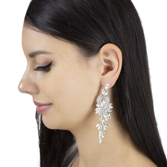 KOLCZYKI srebrne WISZĄCE kryształki ŚLUBNE długie