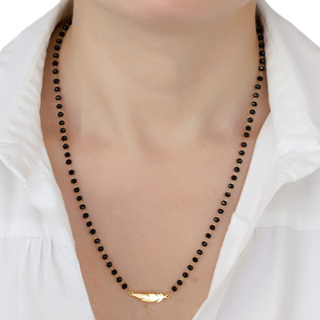 Naszyjnik pióro STAL SZLACHETNA POZŁACANA koraliki