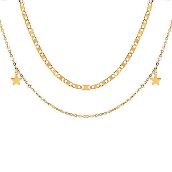 Naszyjnik SERCE gwiazdki STAL SZLACHETNA POZŁACANA