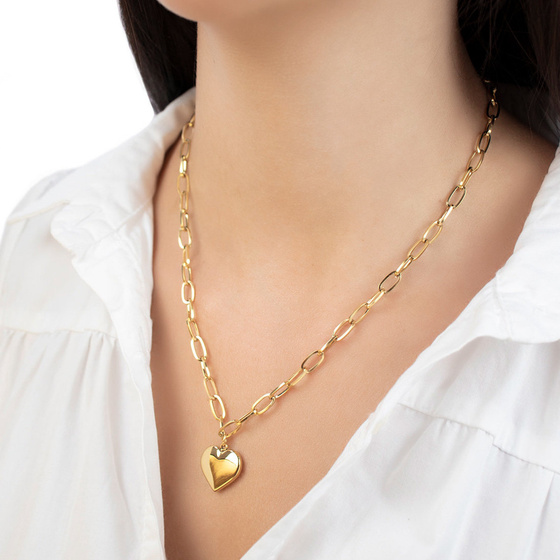 Naszyjnik STAL SZLACHETNA POZŁACANA serduszko