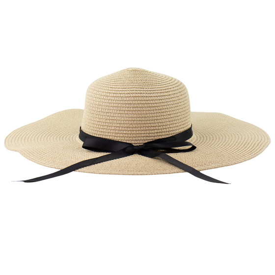KAPELUSZ plażowy DAMSKI SŁOMKOWY kokarda letni SŁOMIANY duże rondo