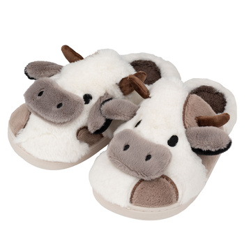 KAPCIE damskie Ciepłe PLUSZOWE CIAPY OCIEPLANE KROWA KRÓWKA r. 35-36