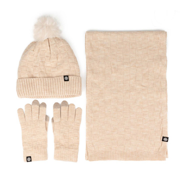 Alessio KOMPLET CZAPKA + SZALIK + RĘKAWICZKI DOTYKOWE ciepły POLAR ZIMOWY