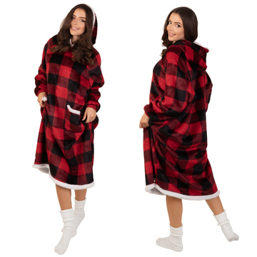 KOCOBLUZA KOC BLUZA CIEPŁA 2w1 GRUBA XXL FUTRZAK POLAR z kapturem OVERSIZE