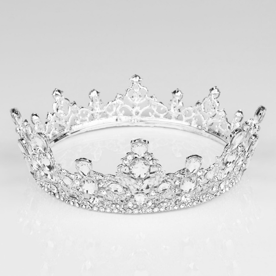 KORONA Diadem Tiara MISS GLOW ŚLUBNA SREBRNA cyrkonie KRYSZTAŁY