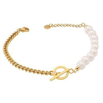 Bransoletka perły STAL SZLACHETNA POZŁACANA gold