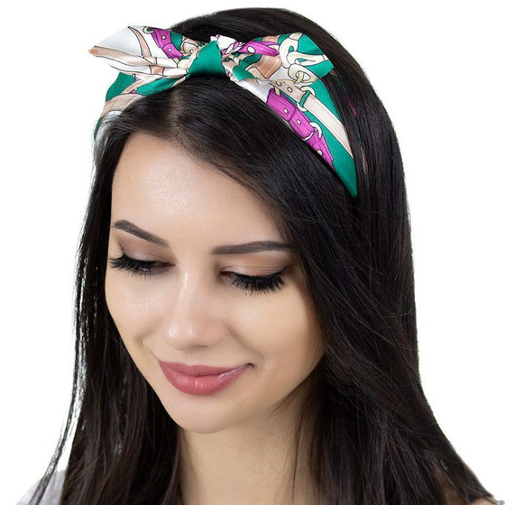 OPASKA DO WŁOSÓW szeroka pin up ZIELONA KOKARDA